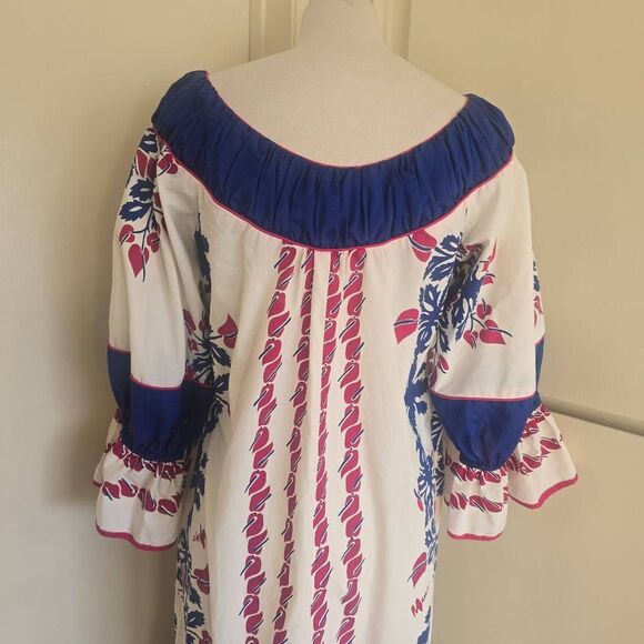 Mamo Howell for Liberty House Vtg. MuuMuu, Wht/Blue/Pink Floral, 3/4 Slv. EUC, L - Picture 15 of 16